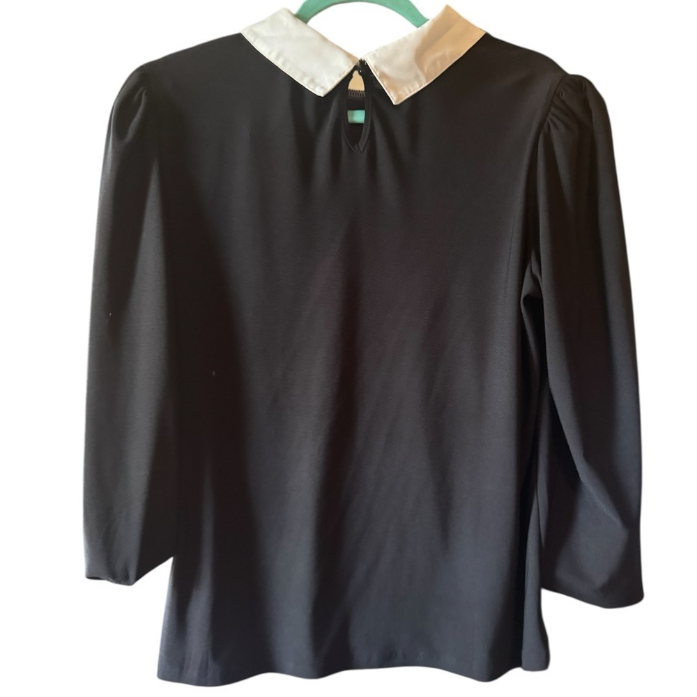 AUW Black Blouse with White Collar - Picture 2 of 7